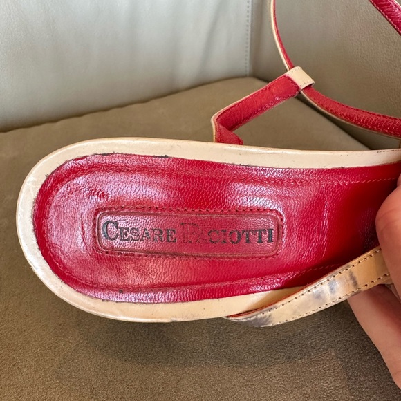 Cesare Paciotti Tan and Red Wedges - Picture 5 of 10